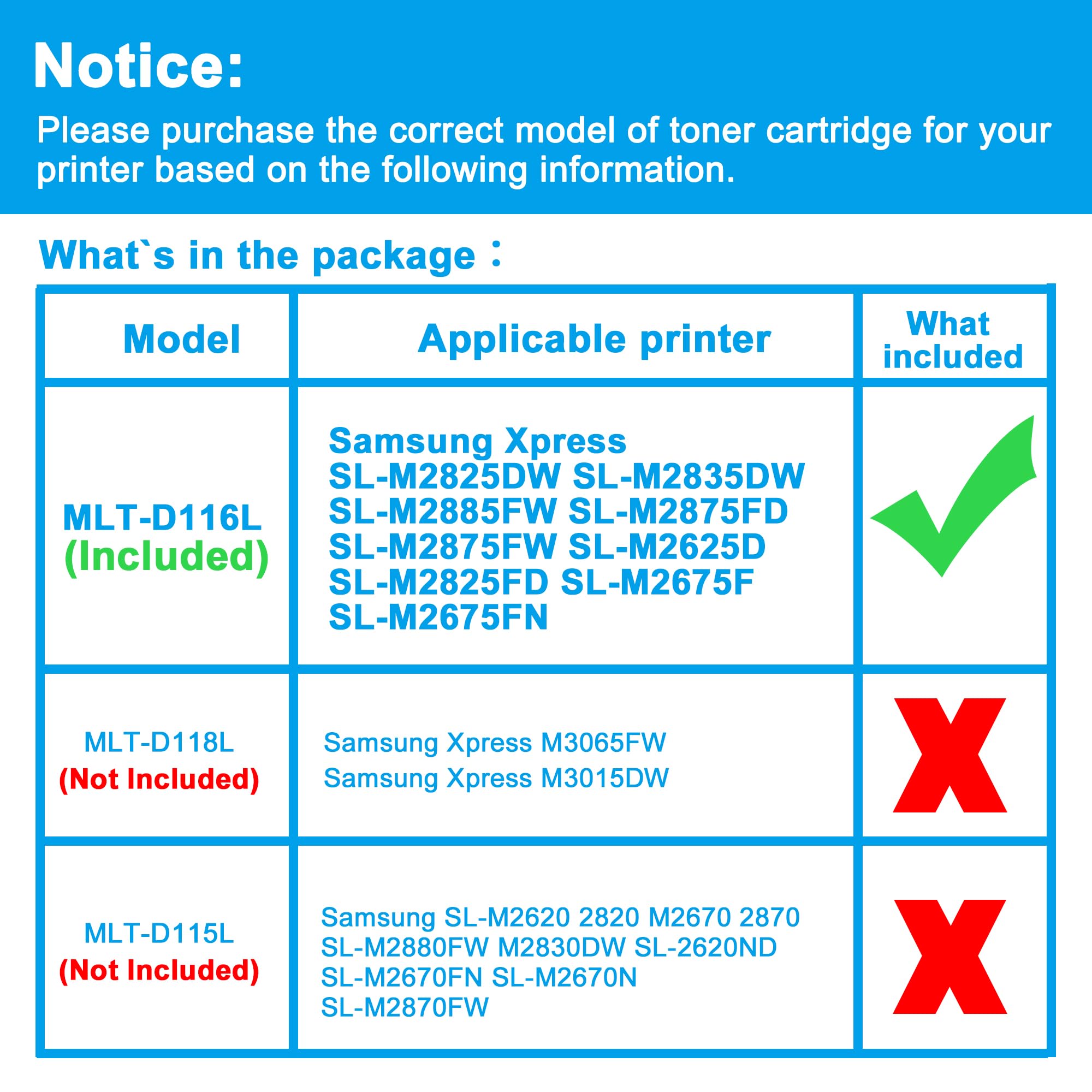 LCL Compatible Toner Cartridge for Samsung MLT-D116L MLT-D116S High Yield (1-Pack,Black) for Samsung Xpress SL-M2825DW SL-M2835DW SL-M2885FW SL-M2625D M2825DW M2835DW M2885FW M2875FD M2875FW M2625D