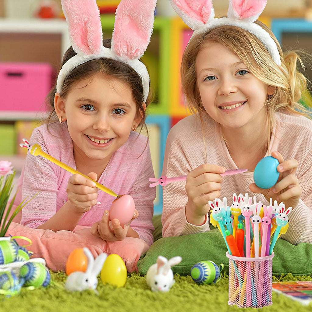 50 Pcs Easter Pens Cartoon Bunny Rabbit Carrot Pen,Gel Ink RollerBall Pens Bulk Cute Funny Novelty Writing Pen for Gift School Office Home Supplies