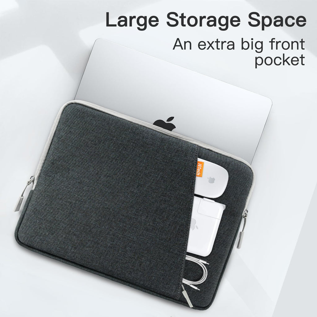 JETech Laptop Sleeve for 13-14Inch MacBook Neo (A18 Pro), MacBook Air/Pro (M1-M5) 2020-2026, 13-13.6 Inch Notebook, Waterproof Shock Resistant Bag Case with Accessory Pocket (Dark Grey)