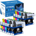 Compatible LC103 Ink Cartridges Combo Pack Replacement for Brother LC-103 103 Ink Cartridges for Brother DCP-J152W MFC-J245 J285DW J450DW J470DW J475DW Printer (10-Pack, 4BK/2C/2M/2Y)