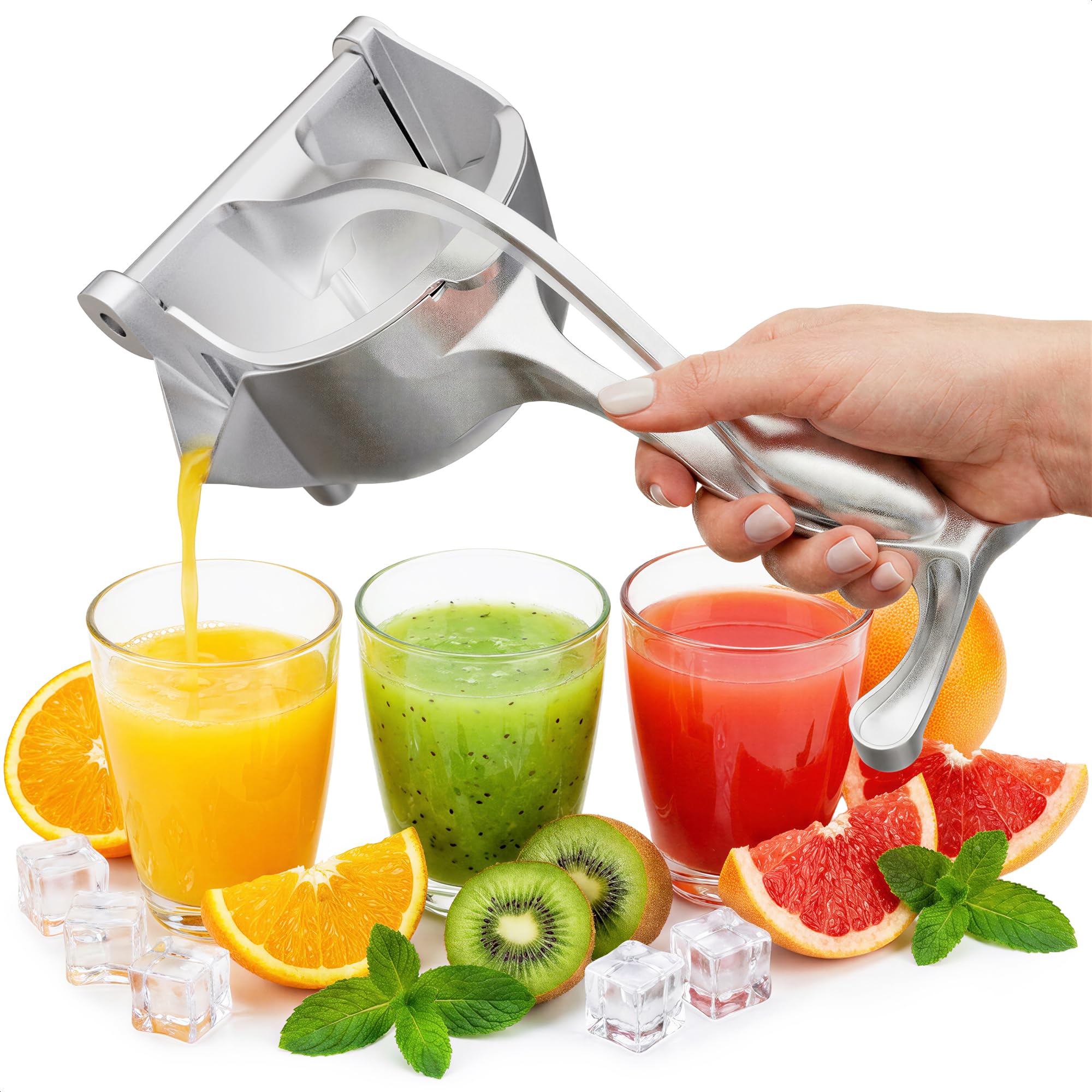Aluminum Alloy Fresh Fruit Juice Extractor - Juice Squeezer Handheld, Ergonomic Grip, Easy to Use, 9.8" Length Hand Juicer Squeezer with 0.6L Capacity, Efficient Extraction of Citrus, and Other Fruits