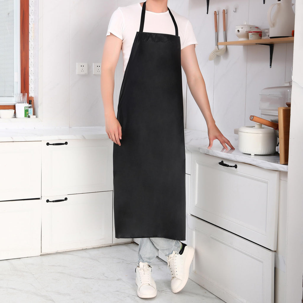 NEU SAFETY 2 Pack Extra Long Bib Apron Set, Waterproof and Durable, Large Size 43.3"x28.7", Black PVC Vinyl Coated, Ideal for Dog Grooming, Dishwashing, Butcher, Labs, Carpentry Work and Workshops