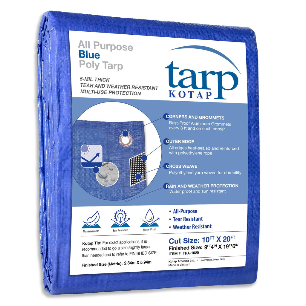 Kotap 10-ft x 20-ft General Purpose Blue Poly Tarp, Item: TRA-1020