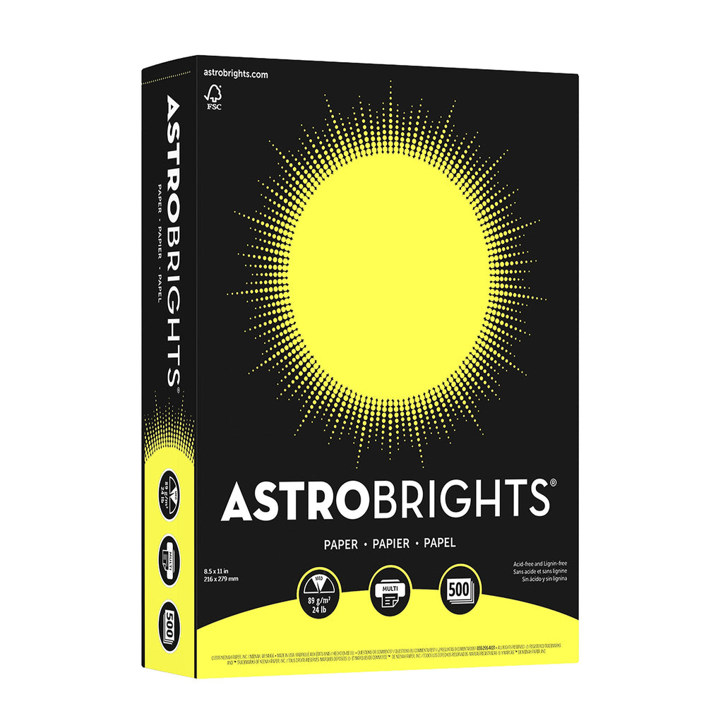 Neenah Astrobrights Premium Color Paper, 24 lb, 8.5 x 11 Inches, 500 Sheets, Lift-Off Lemon