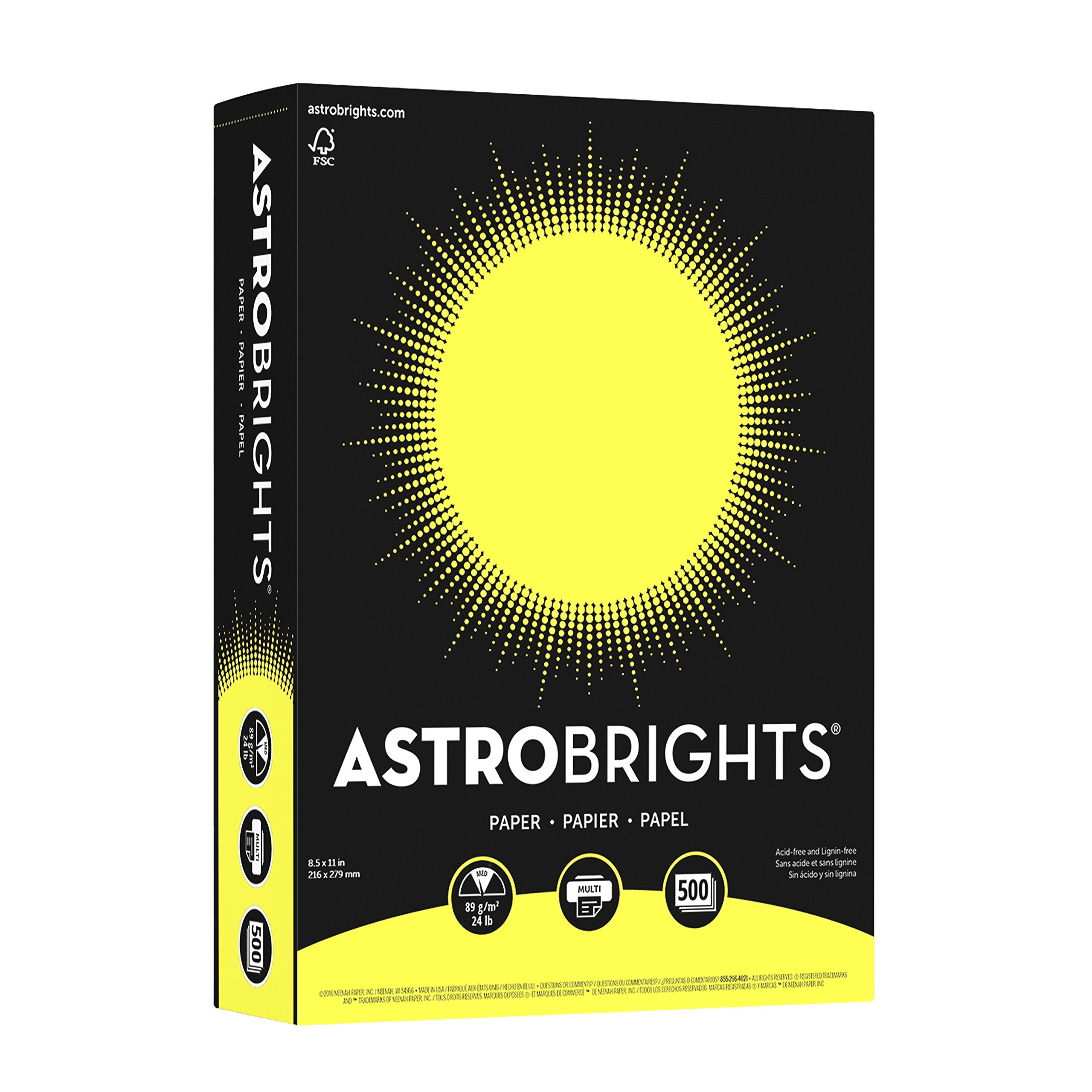Neenah Astrobrights Premium Color Paper, 24 lb, 8.5 x 11 Inches, 500 Sheets, Lift-Off Lemon