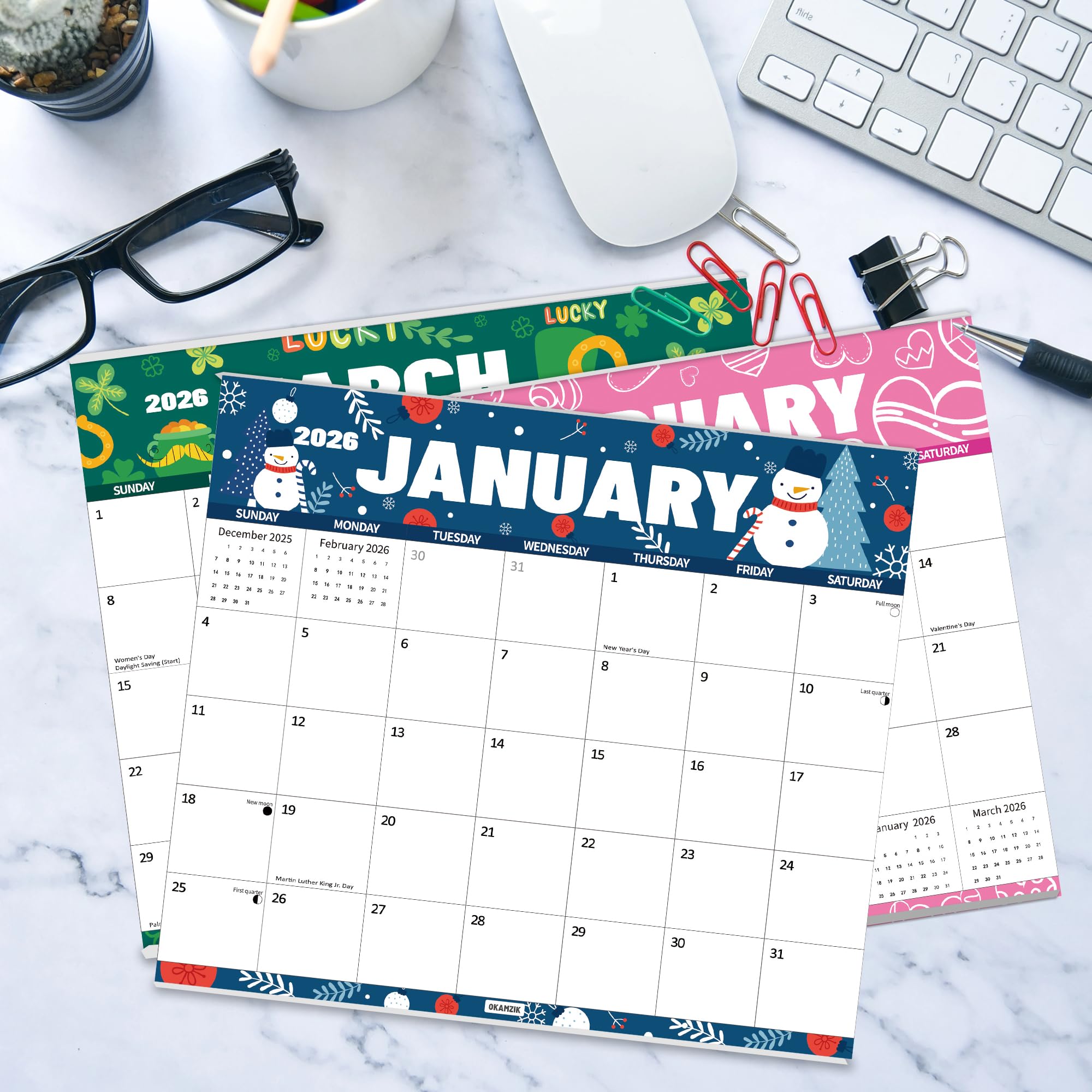 2026-2027 Magnetic Calendar for Refrigerator, 2 Years Fridge Calendar Magnet Runs Until December 2027, 24 Monthly with festival Design for Easy Organizing - 13''11.5''