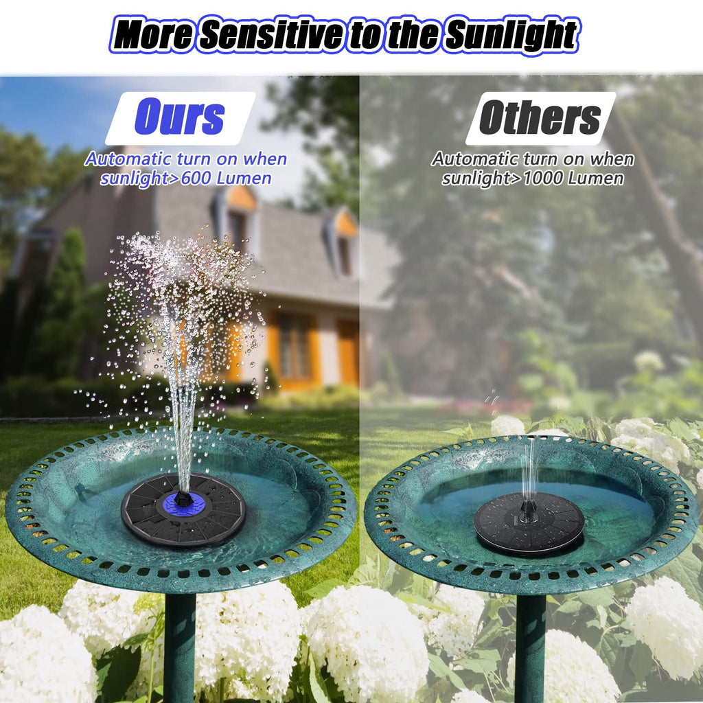 SZMP Solar Fountain Upgrade, 3.5W Solar Powered Bird Bath Fountains with Flower, Outdoor Water Feature Solar Fountain Pump with 7-in-1 Nozzles, 4 Fixed Pipes for Humingbirds, Birdbath, and Garden