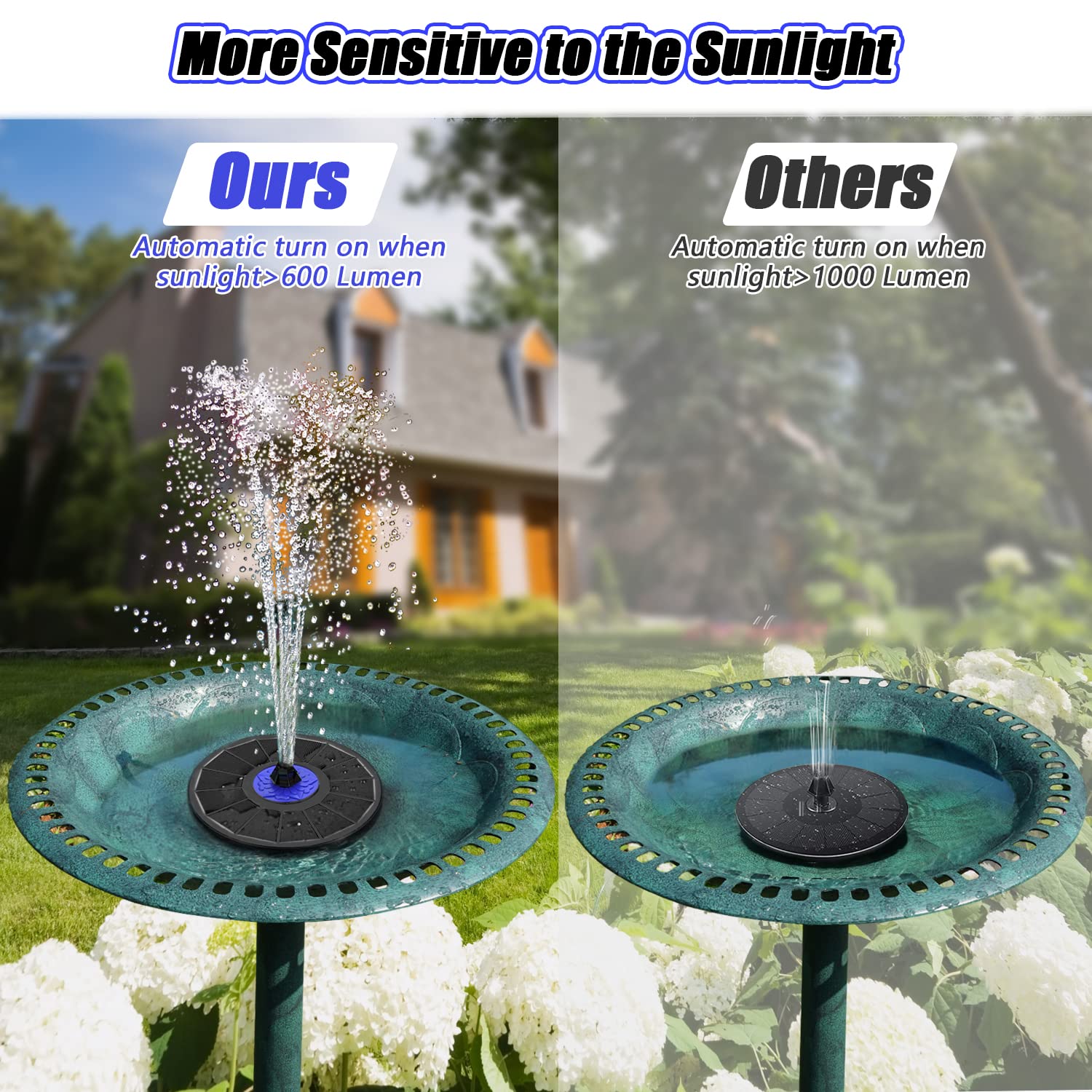 SZMP Solar Fountain Upgrade, 3.5W Solar Powered Bird Bath Fountains with Flower, Outdoor Water Feature Solar Fountain Pump with 7-in-1 Nozzles, 4 Fixed Pipes for Humingbirds, Birdbath, and Garden