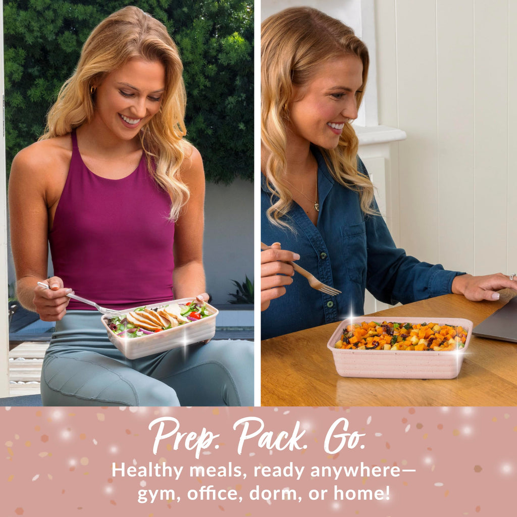 Bentgo Prep - 20-Piece 1-Compartment Reusable Meal Prep Containers with Lids, PFAS & BPA Free Materials, Durable, Microwave, Freezer, & Dishwasher Safe To Go Food Storage (Peony Glitter)
