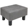 Nizrezol Small Foot Stool Ottoman, Linen Ottoman Foot Rest with Legs, Rectangle Foolstool Footrest for Couch Living Room Entryway, Grey 15.8x11.8x9.5in