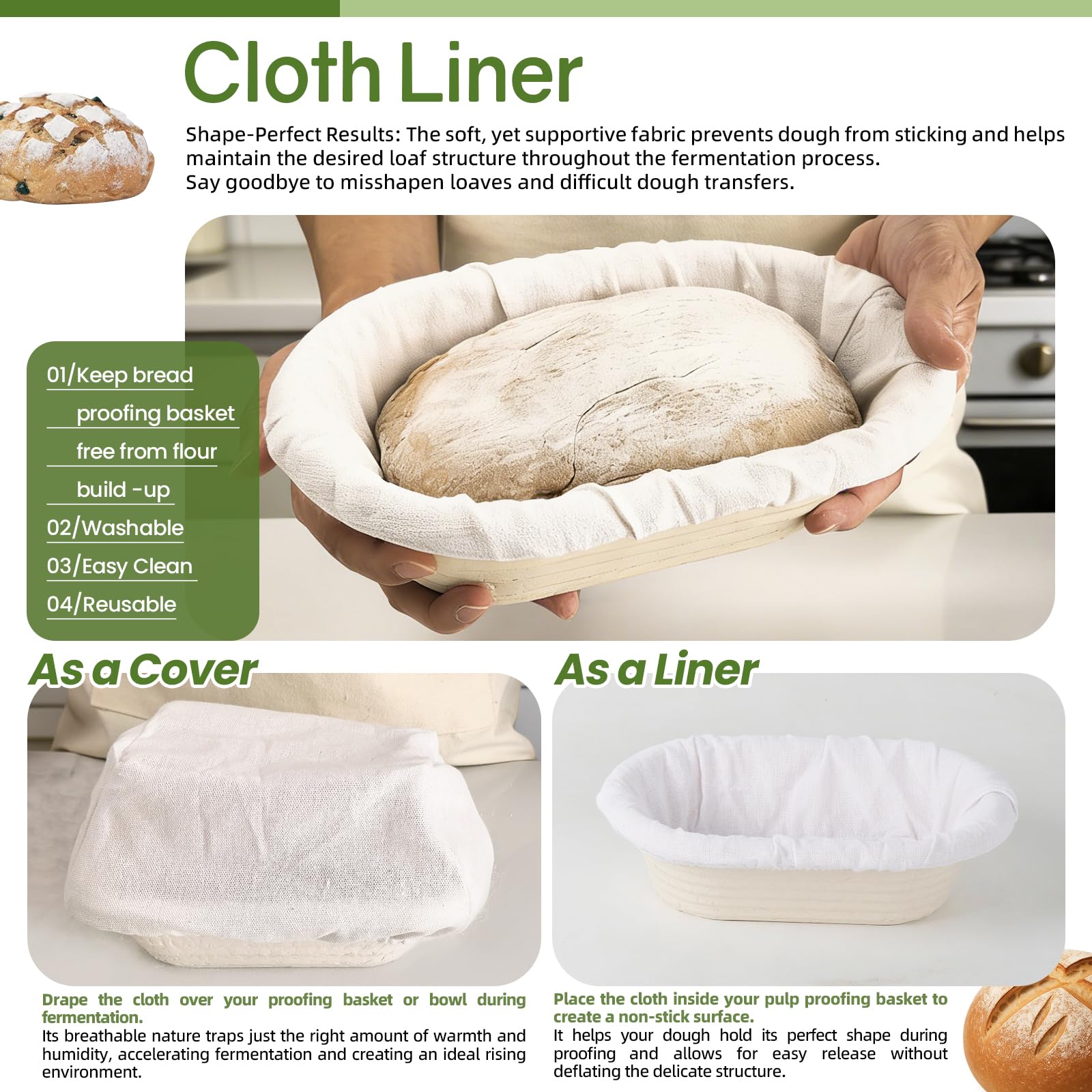 2 x 10inch/25cm Oval Sourdough Banneton Pulp Bread Proofing Basket with 2pcs Linen Liners Covers for Professional and Homemade Artisan Bread Baking Supply