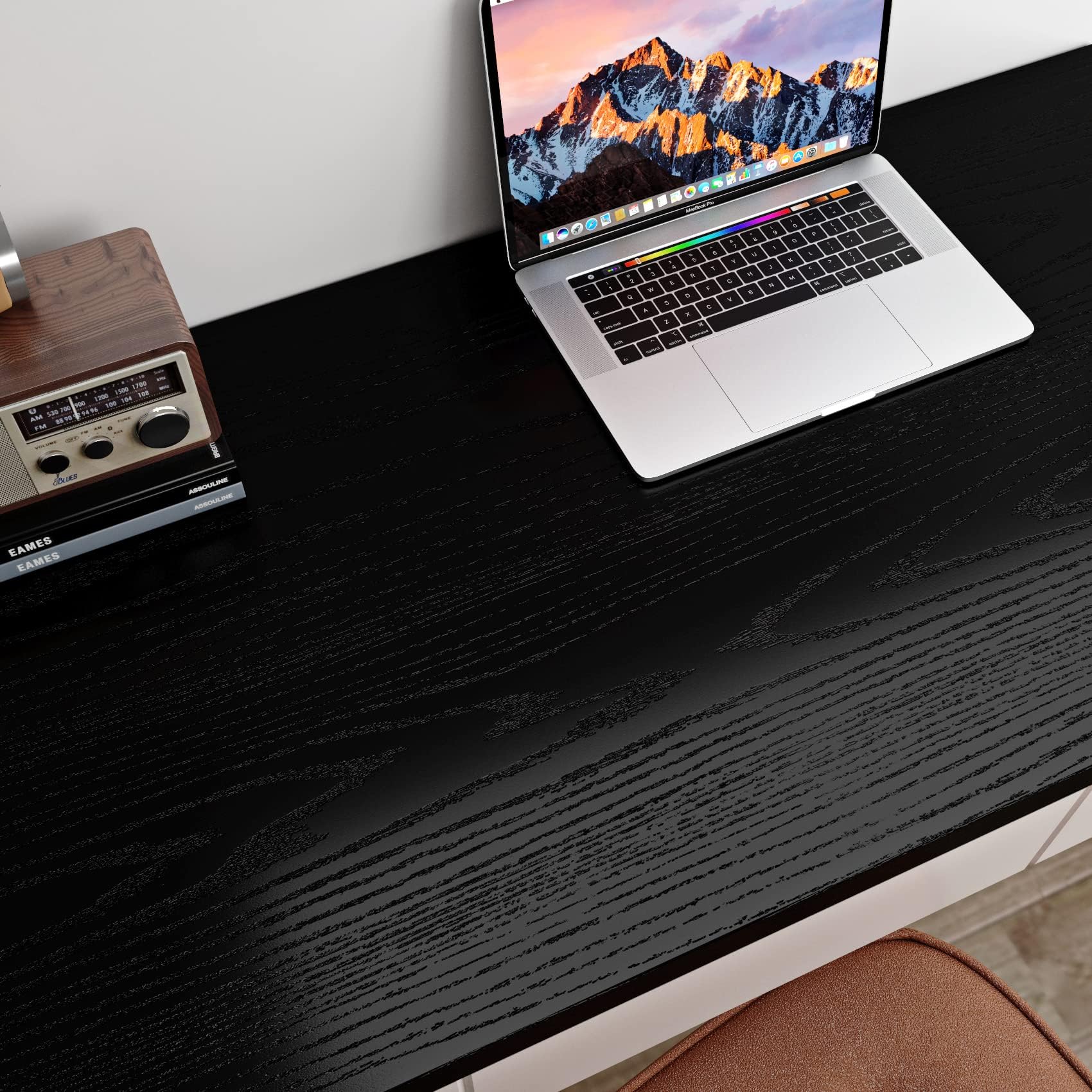 Livelynine 40CMx5M Thick Black Wood Contact Paper Peel and Stick Countertops for Kitchen Cabinet Wallpaper Stick on Countertop Covers Peel and Stick Desk Covering Waterproof Heavy Duty Vinyl Wrap