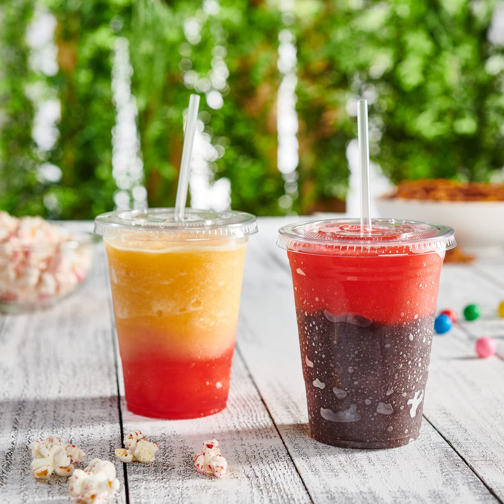 Gusto [16 oz. - 100 Count] Clear PET Cups with Lids, Disposable Coffee Cups with Flat Lids - Ideal for Cold Beverages, Smoothies, and to-Go Drinks - Formerly Comfy Package