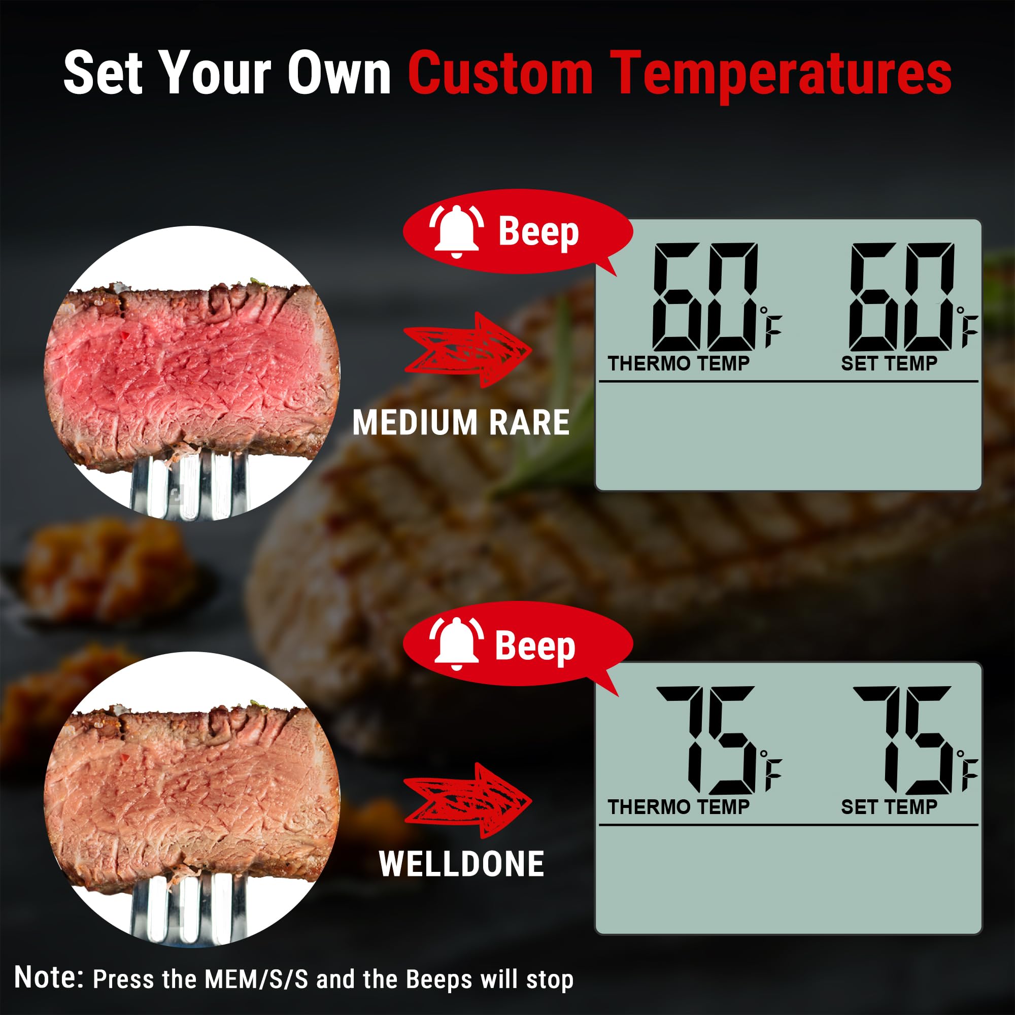 ThermoPro TP-16 Meat Thermometer with Stainless Steel Probe for Indoor Outdoor Use, Digital Cooking Thermometer for Grill, Barbecue, Oven, Smoker, Candy