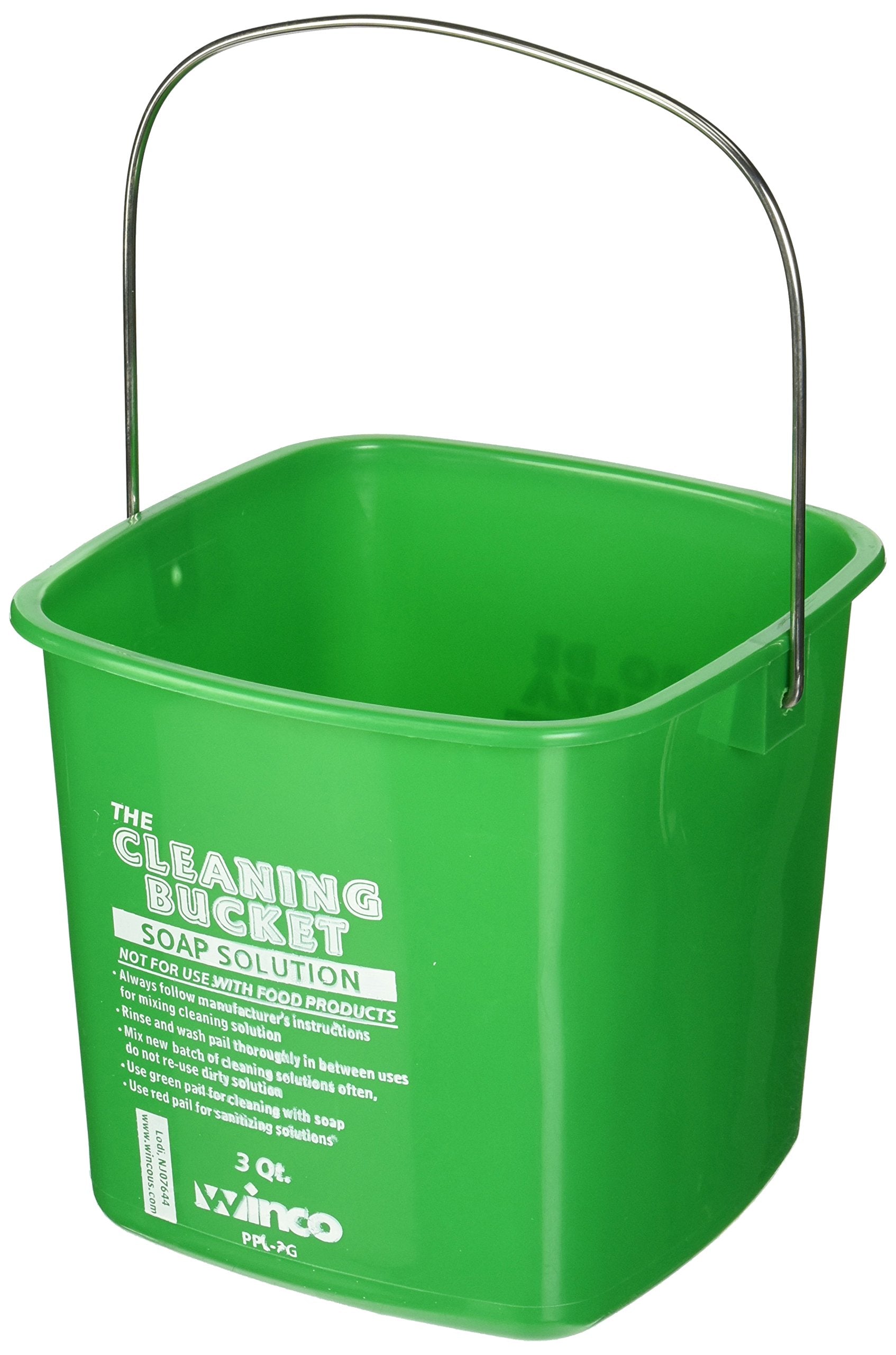 Winco PPL-3G Cleaning Bucket, 3-Quart, Green Soap Solution