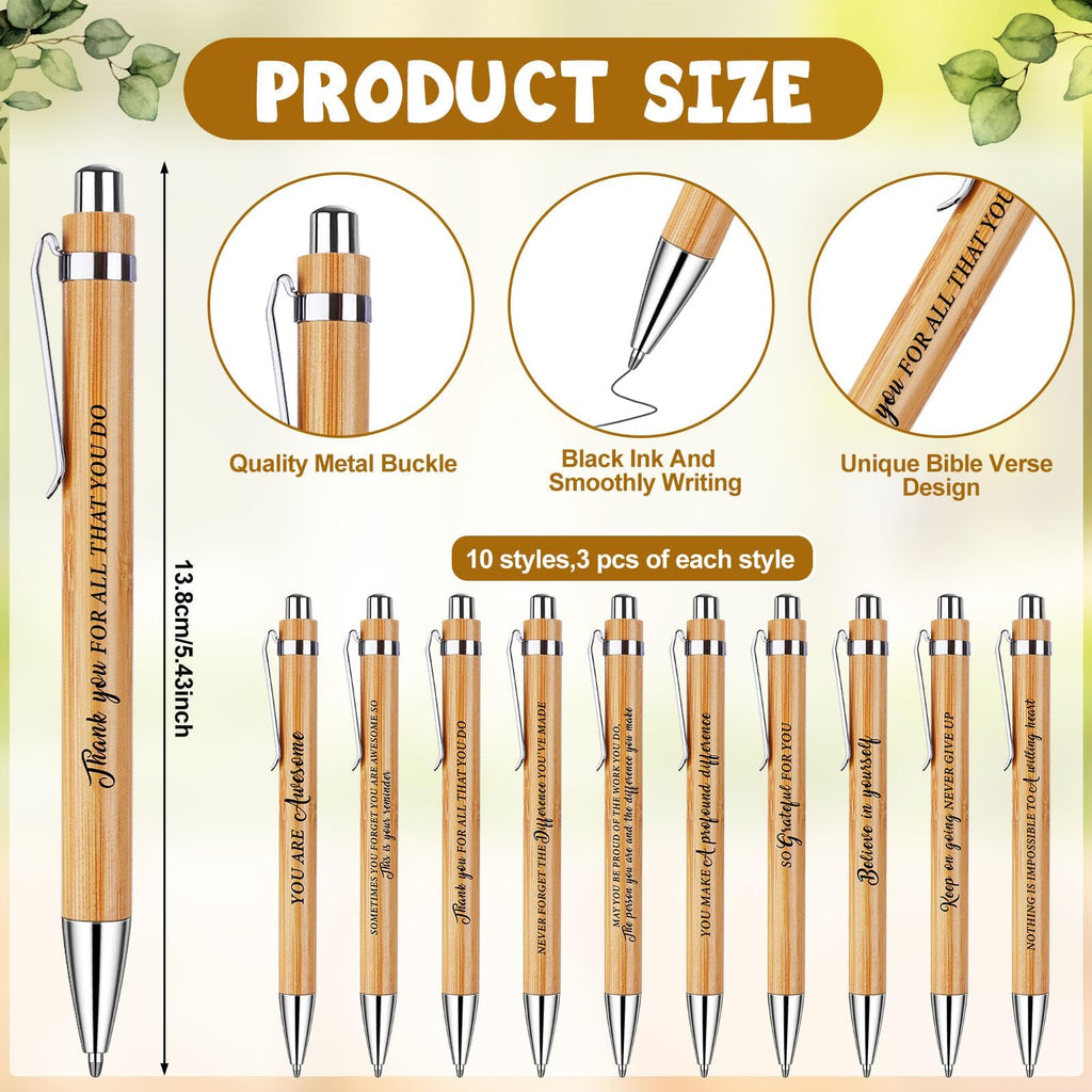 30Set Thank You Bulk Gifts Inspirational Quote Pens Motivational Ballpoint Pen Thank You Cards Inspirational Keychains Employee Appreciation Gifts for Coworker Staff Teacher Nurse Volunteer Leave Gift