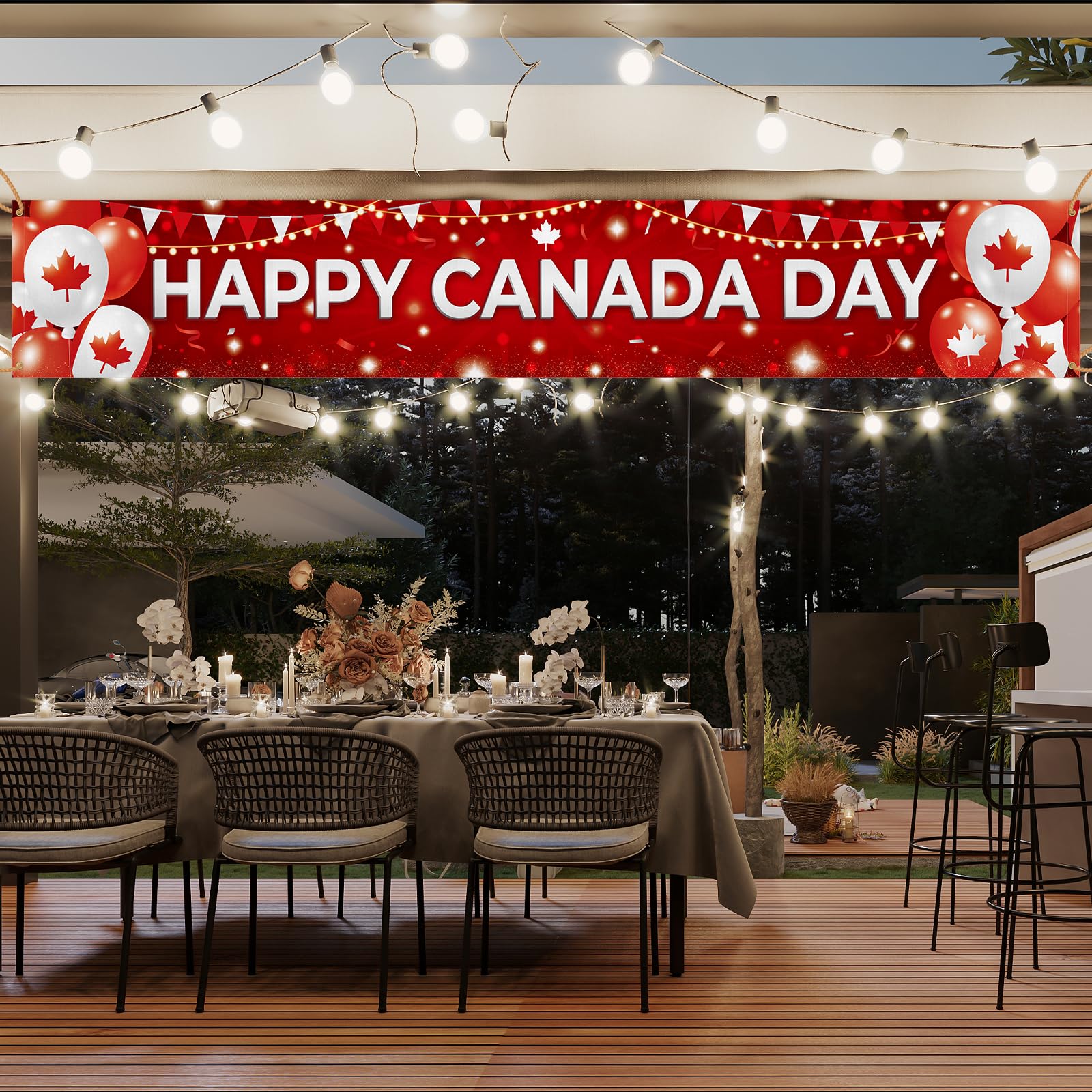 Louise Maelys Happy Canada Day Outdoor Banner 50x300cm 1st July Party Balloon Decorations Canadian Flag Large Patriotic Garden Porch Porch Wall Decor