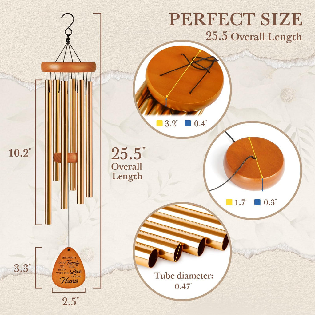Leebbsin 50th Anniversary Wedding Wind Chime - Romantic Golden for Couple, Parents, Wife, Husband, Friends - Keepsake Ideas