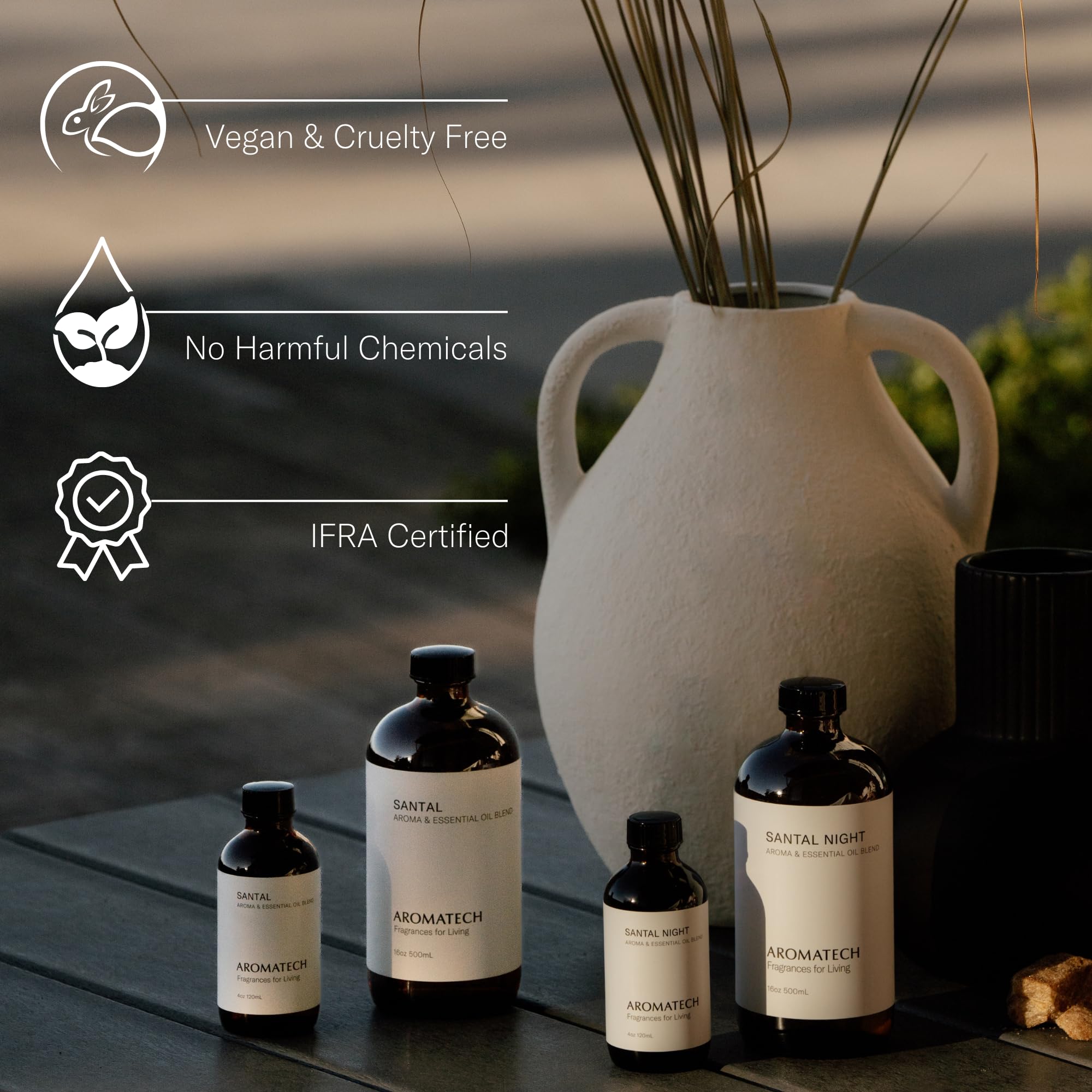AromaTech Santal Premium Aroma Oil – Inviting & Versatile Home Fragrance with Notes of Sandalwood, Leathery Papyrus & Cardamom for Scent Diffusers, Cold-Air and UltraSonic Scent Machines – 10 mL