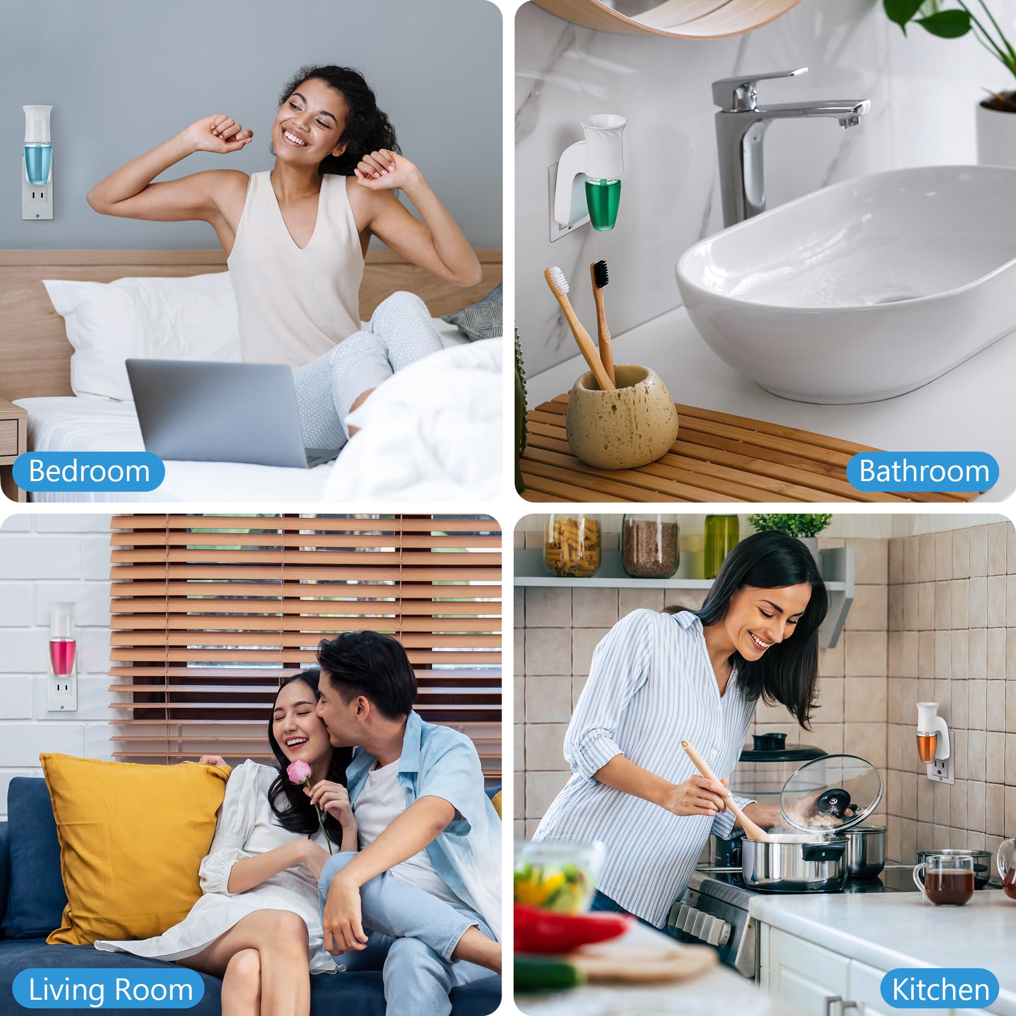 Hohean 4 Pack Wall Fragrance Plug in Compatible with Bath and Body Works WallFlower Refills, ETL Certified, Rotatable, Precise Scent Adjustable Fragrance Control Diffuser Plug for Home, Office (White)