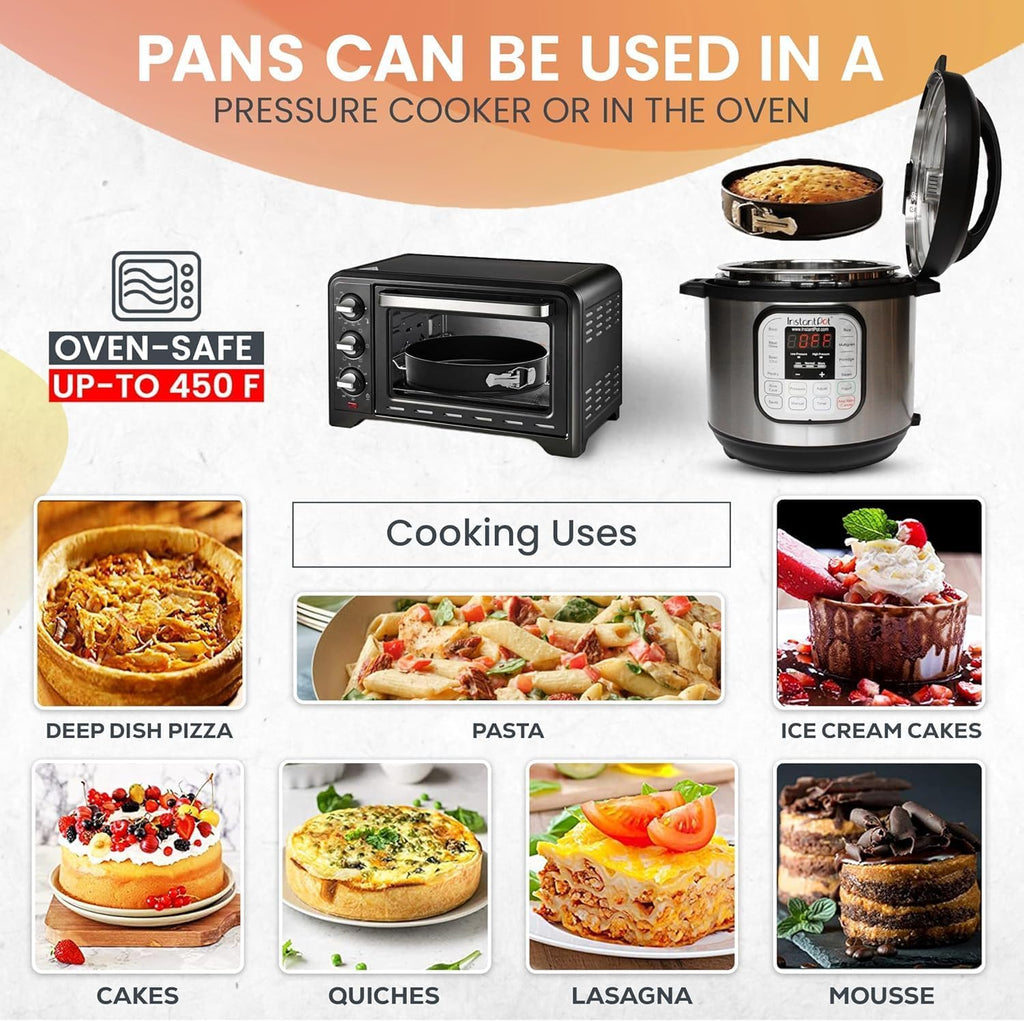 Cake Pans with Baking Supplies | 100 Pcs Springform Pan Set Includes 3 Round Non-Stick Moule a Gateau (4,7,9 inches Baking Pan)-Icing Tips-Leveler–Leak Proof Cheesecake Pan-Baking Set & EBook By RFAQK