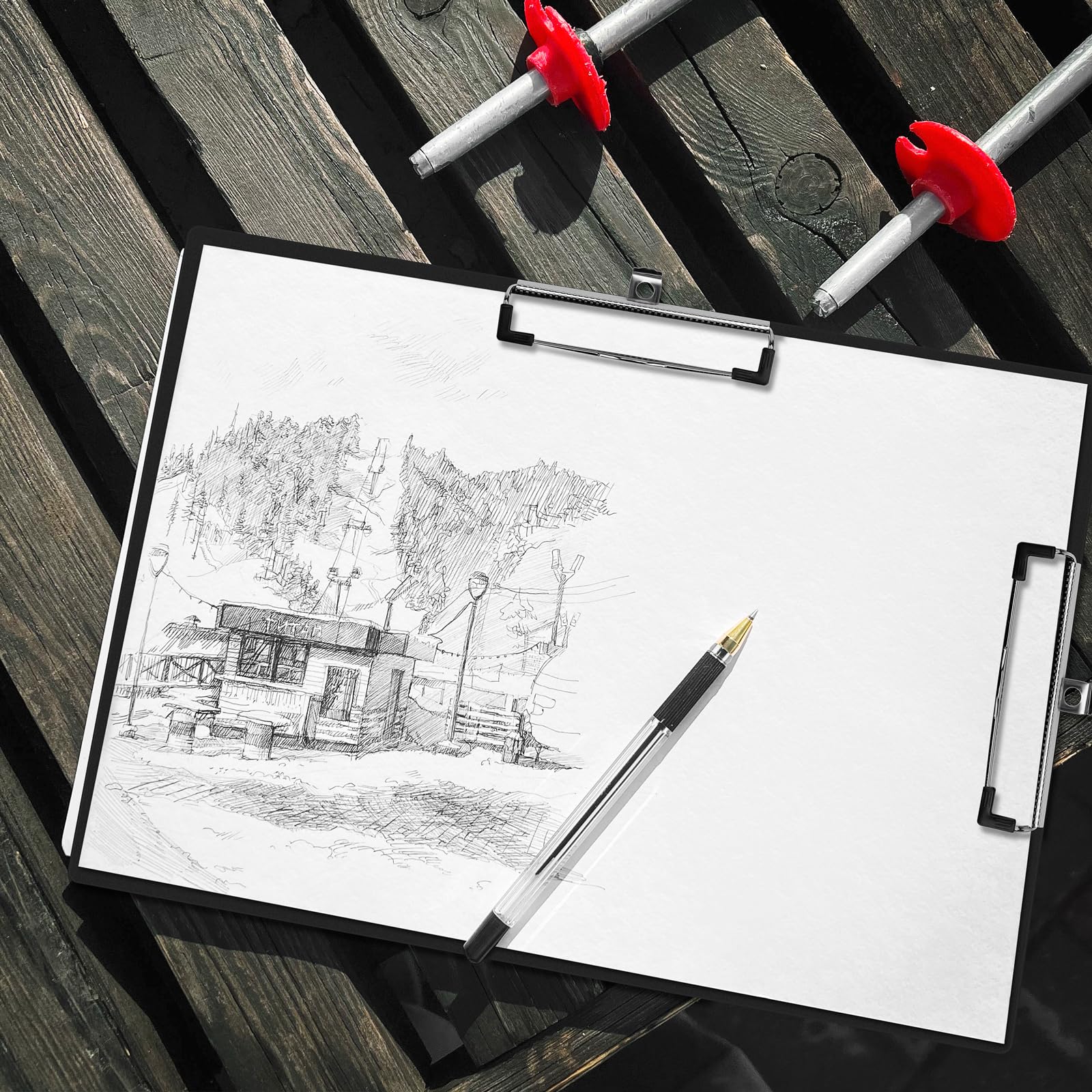 Pechor A3 Clipboard Extra Large 13" x 17" Double-Clip Boards Durable Not Fragile Horizontal Plastic Landscape Lap Boards with Low Profile Clip for Drawing, Sketching, Art Supplies