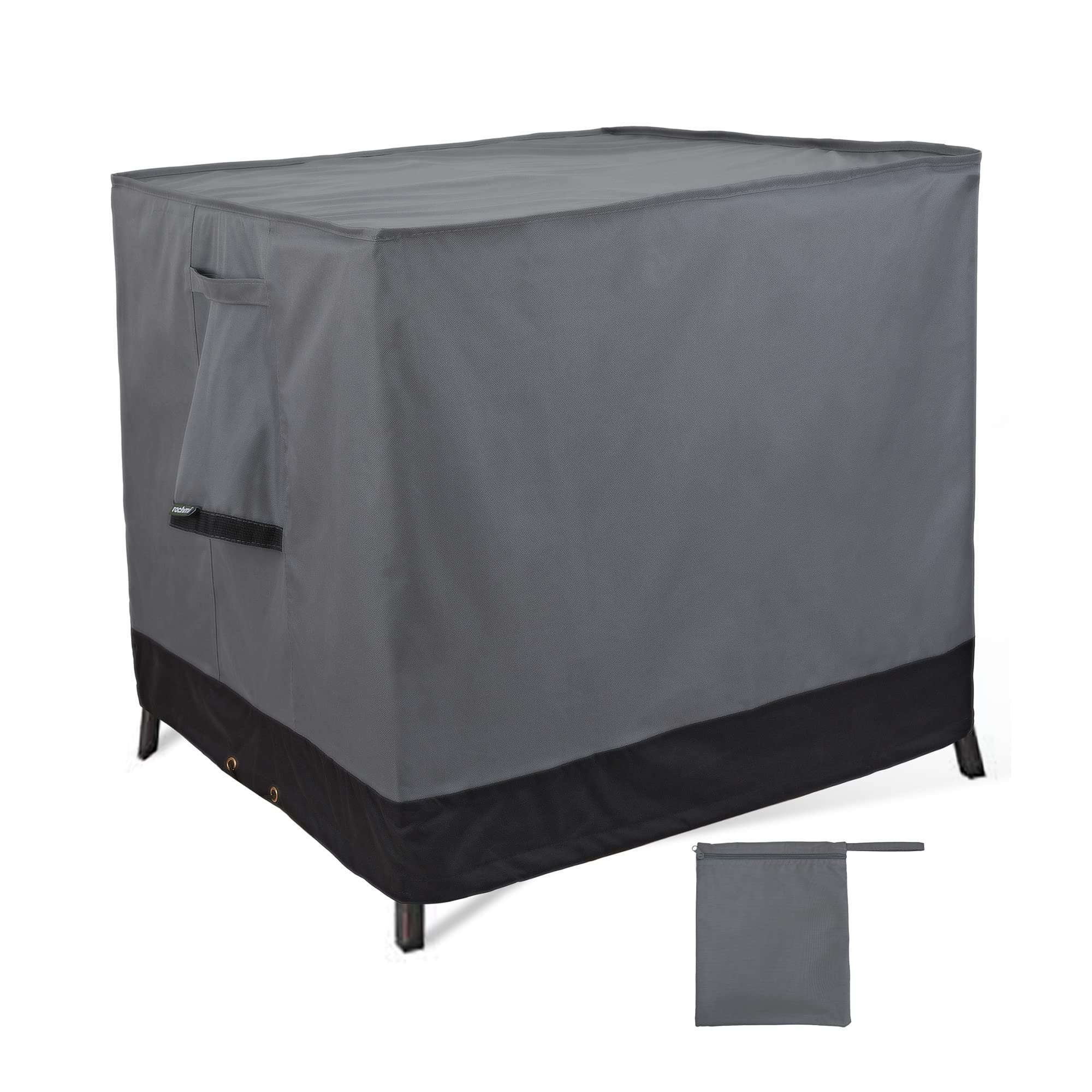 Rachmi Square Gas Fire Pit Cover 28 Inch, Heavy Duty 600D Oxford Water Resistant Anti UV & Fade Outdoor Patio Furniture Cover for Coffee & Side Table, (28"Wx28"Dx25.2"H, Gray/Black)