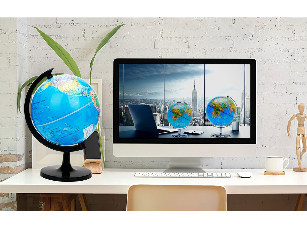 EXERZ 8" (20cm) World Globe Political Map - English Map - Educational Geographic School Globe - 20cm Diameter