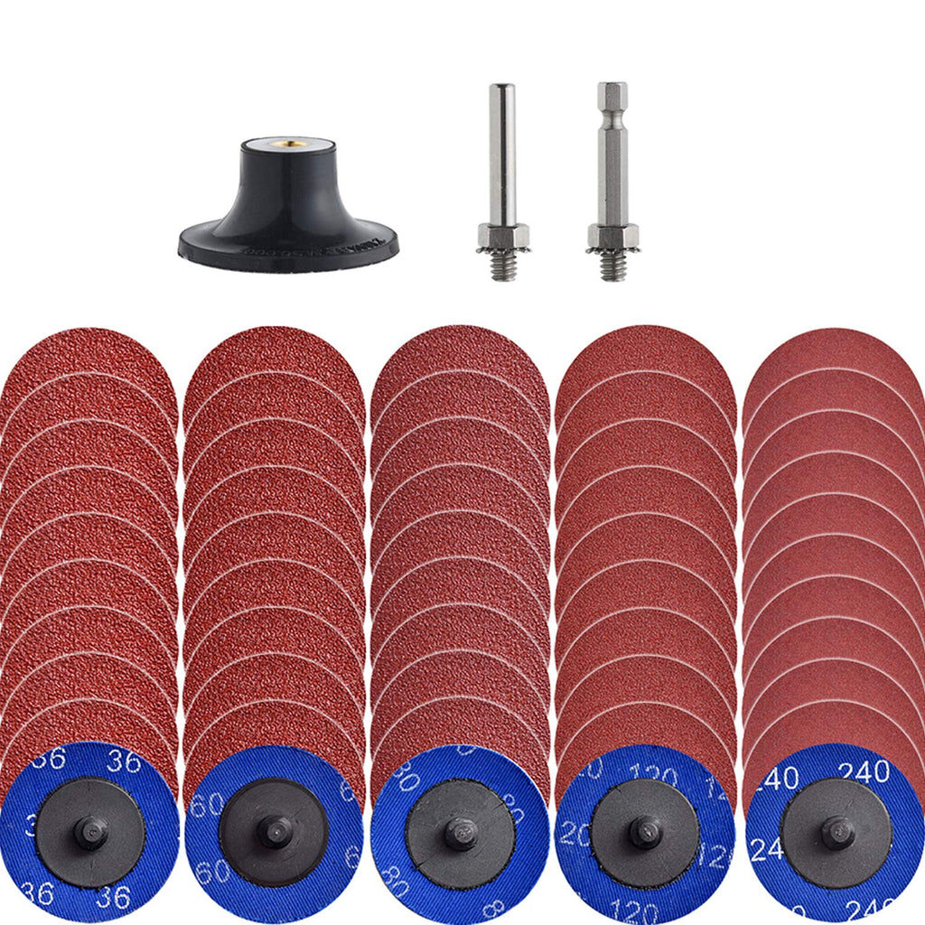 NYXCL 50Pcs Quick Change Discs Set, 2 inch A/O Sanding Discs with 1/4" Holder, for Die Grinder Surface Prep Strip Grind Polish Finish Burr Rust Paint Removal, Surface Conditioning Discs