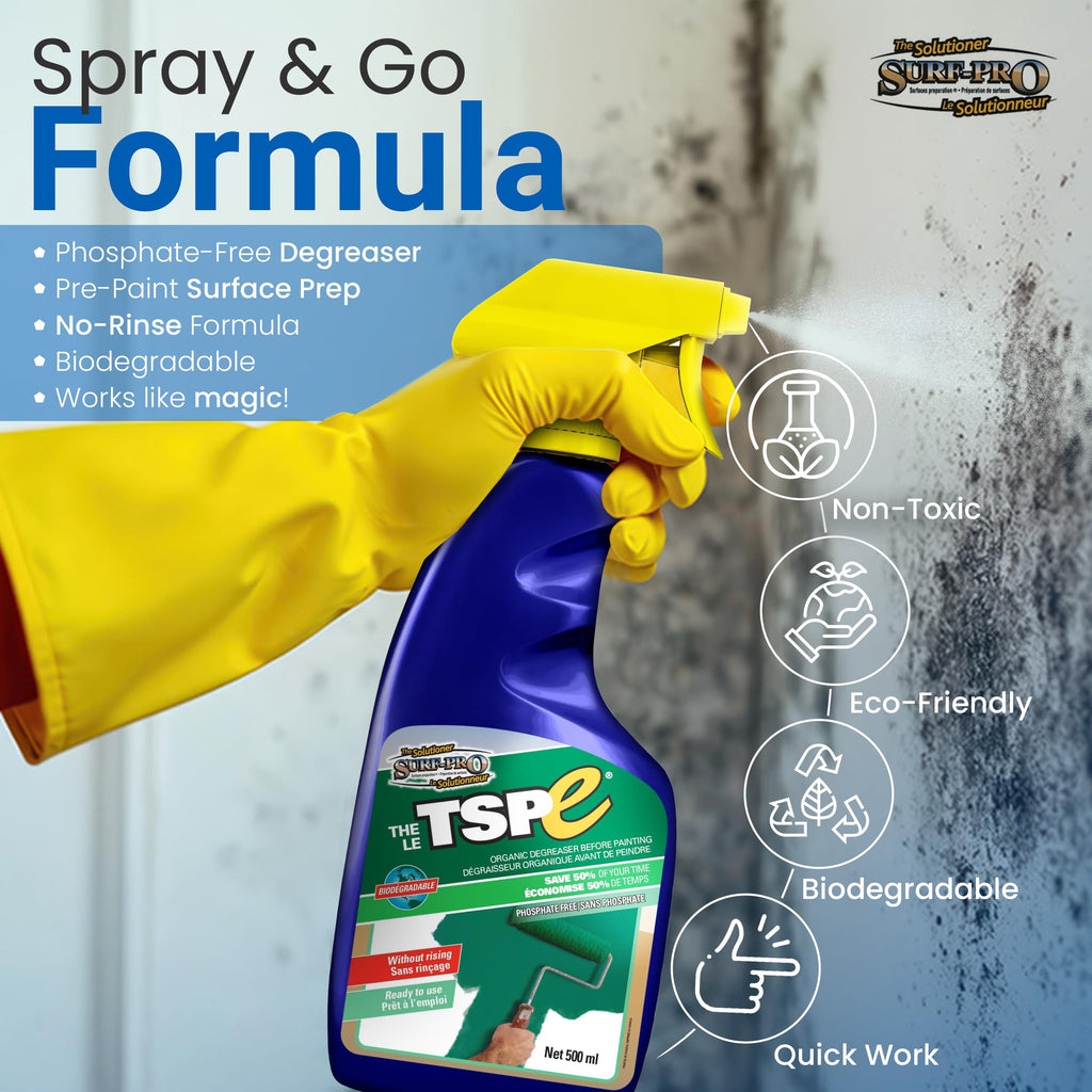 TSPE Cleaner Spray – 500ml / 16.9 oz No-Rinse Phosphate-Free Degreaser – Eco-Friendly TSP Substitute for Cabinets, Walls, Paint Prep, and Kitchen Cleaning – Biodegradable Formula