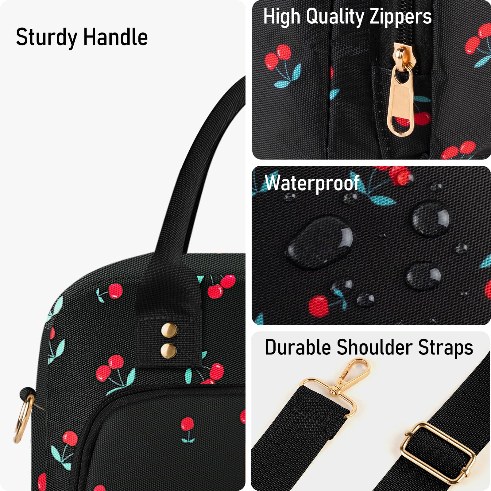 Lunch Bag Large Insulated Lunch Box for Women Men Adult Cute Lunchbox Cooler Bag Reusable Lunch Pail with Adjustable Shoulder Strap for Work Picnic Office Travel 11.4×6.8×9.1 inches 11.5L