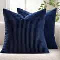 MIULEE Pack of 2 Corduroy Soft Soild Decorative Square Throw Pillow Covers Cushion Cases Pillow Cases for Couch Sofa Bedroom Car 18 x 18 Inch 45 x 45 cm, Navy Blue