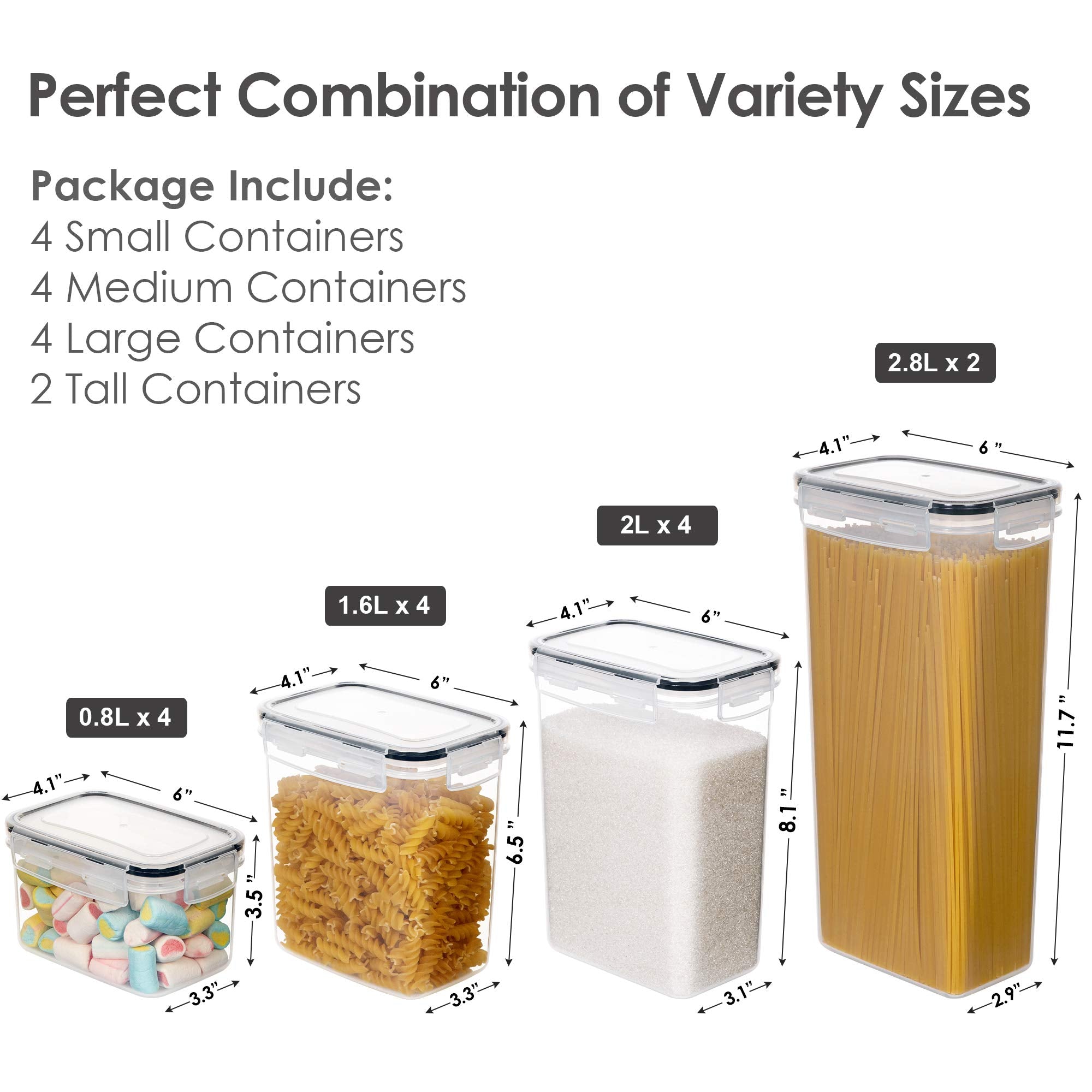 Vtopmart 14pcs Food Storage Containers Set, Kitchen & Pantry Organizers and Storage, Plastic Airtight Pantry Storage Container with Lids for Cereal, Flour and Sugar, Includes 24 Labels