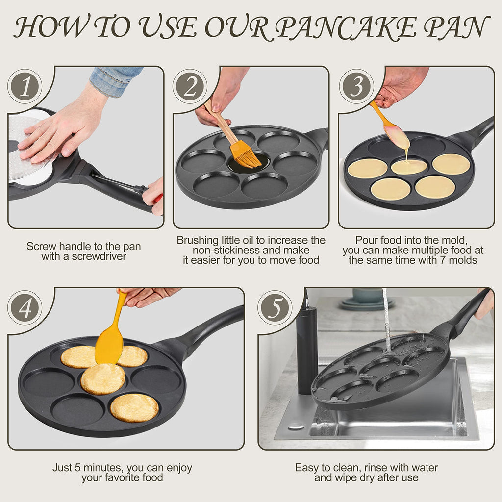 KRETAELY Pancake Pan Nonstick Pancake Griddle Mini Pancaker with PFOA Free Coating Pancake Maker Suitable for All Cooktops 1-Pack