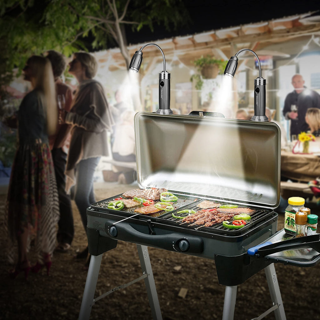 IMAGE Magnetic Ultra-Bright Barbecue Grill Light with Super Bright LED Lights, Magnetic Base Flexible Gooseneck BBQ Light for Grilling,Adjustable Any Gas,Charcoal,Electric Grill White-1 Pair
