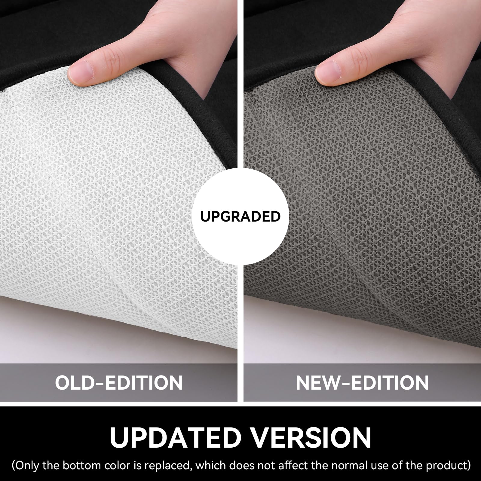OLANLY Soft Memory Foam Bath Mat, Non-Slip and Super Absorbent Bathroom Mat, Machine Washable Quick Dry Bath Mats for Bathroom, Shower, and Tub, 16" x 24", Black