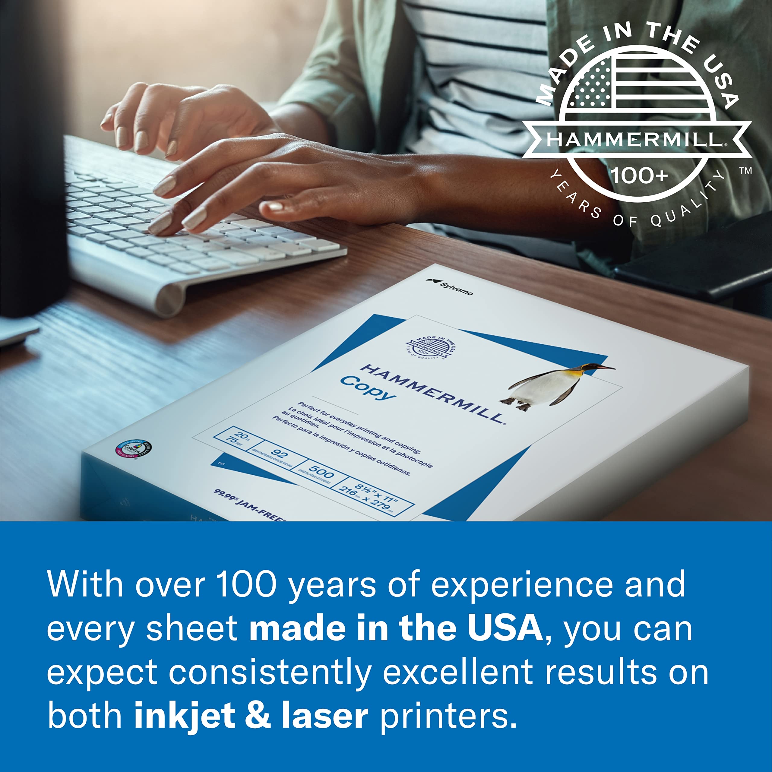Hammermill Paper, Premium Laser Print Paper 8.5 x 11 Paper, Letter Size, 3 Hole, 24lb Paper, 98 Bright, 1 Ream / 500 Sheets (107681R)