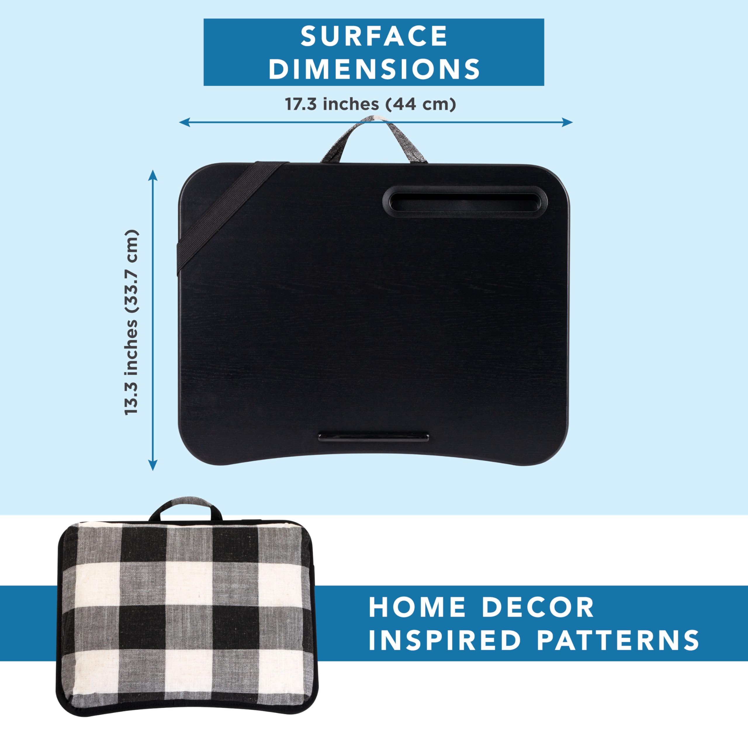LAPGEAR Designer Lap Desk with Phone Holder and Device Ledge - Buffalo Check - Fits up to 15.6 Inch Laptops - Style No. 45428