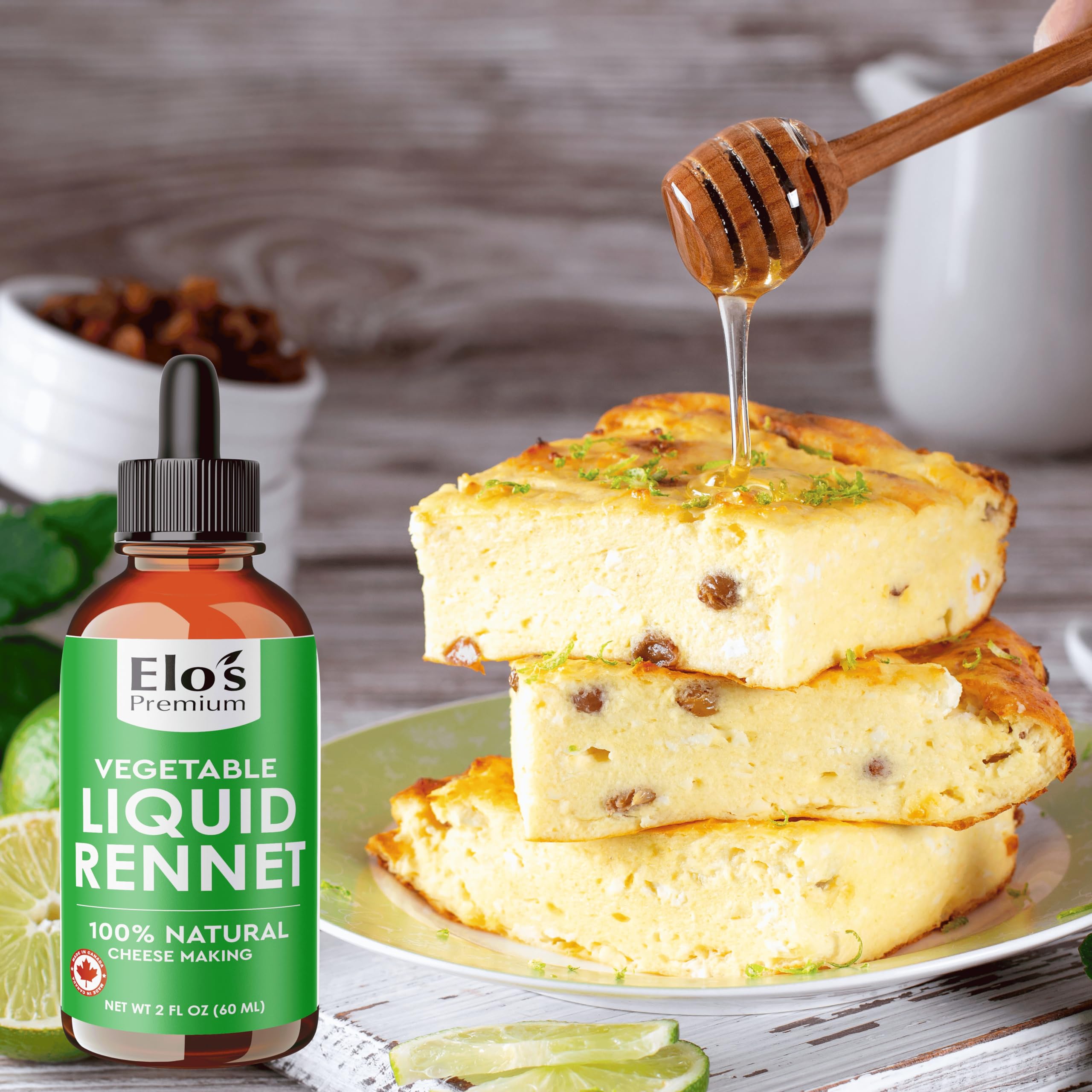 Vegetable Liquid Rennet 2 fl oz – 100% Natural and Non-GMO Coagulant for Cheese Making and Culinary Use BY ELO’S PREMIUM