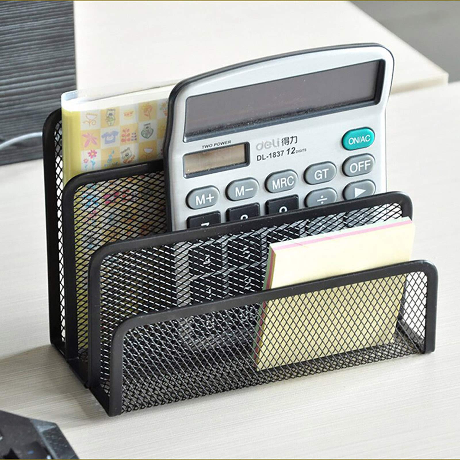 VANRA Small Letter Sorter Desktop File Holder Organizer Metal Mesh with 3 Vertical Upright Compartments (Black)