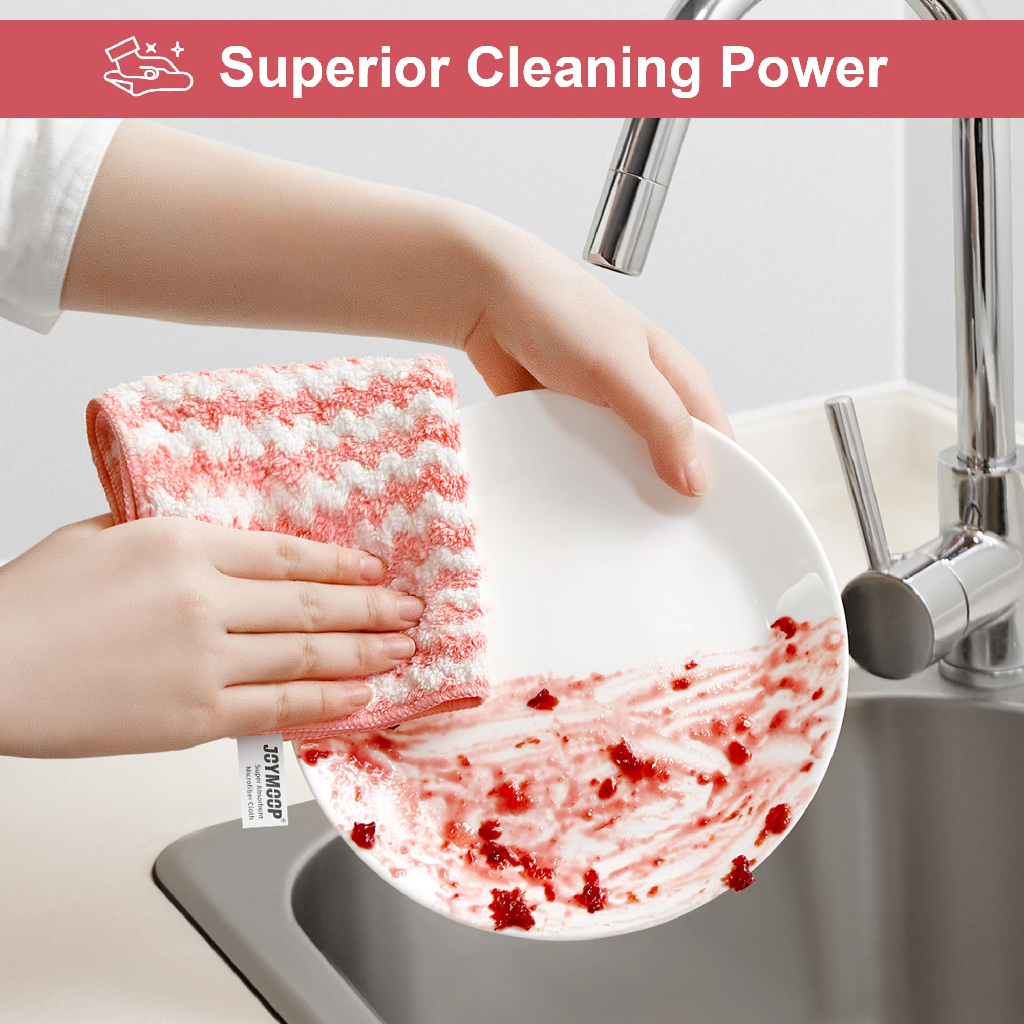 JOYMOOP Microfiber Cleaning Cloths, Dish Cloths for Washing Dishes, 18 Pack Kitchen Towels, Reusable and Washable Dish Towels for Dish Drying Washing, Absorbent Streak Free Lint Free Rags - 10" x 10"