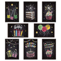 Ohuhu Assorted Happy Birthday Cards, 48 Pack Black Folded Cards for Kids’ Birthdays, Blank Inside Greeting Note Cards w/White Envelopes and Stickers, 4x6 inch, Birthday Party Invitation DIY Cardstock