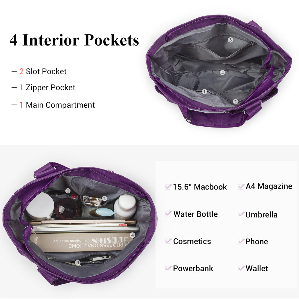 Canvas Tote Bag Waterproof Nylon Multi Pocket Shoulder Bags Laptop Work Bag Teacher Purse and Handbags for Women & Men