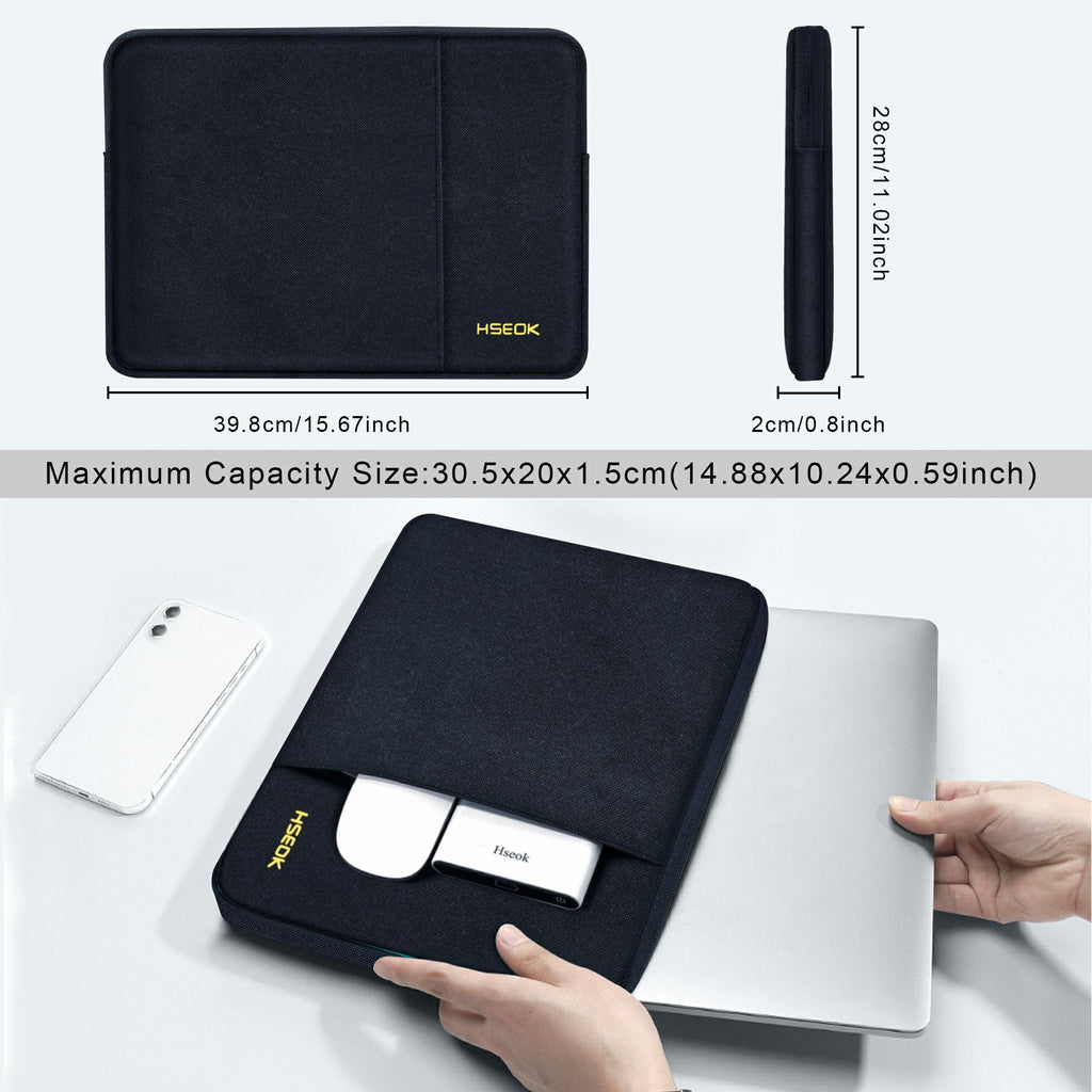 HSEOK Laptop Case 15.6 Inch Sleeve, Shockproof Protective Water Repellent with Accessory Pocket,Compatible with Mac Pro 16 inch 2025-2019, Sleeve Bag for Most 15 15.6 16 Notebooks,B01K01