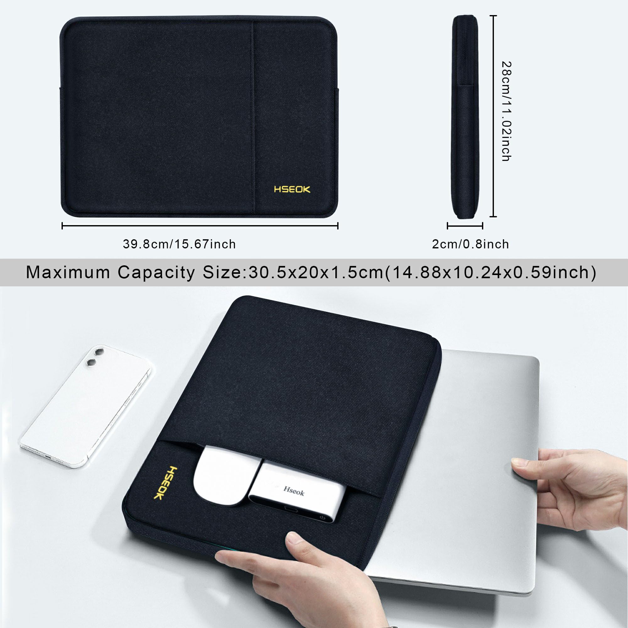 HSEOK Laptop Case 15.6 Inch Sleeve, Shockproof Protective Water Repellent with Accessory Pocket,Compatible with Mac Pro 16 inch 2025-2019, Sleeve Bag for Most 15 15.6 16 Notebooks,B01K01