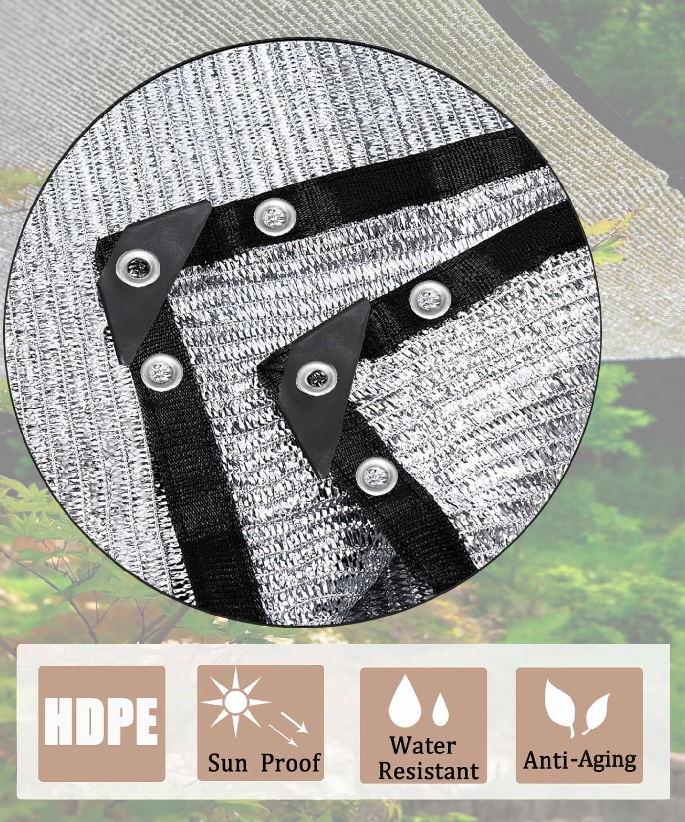 70% Aluminum Shade Cloth 6.5 FT x 10 FT, Durable Mesh Silver Tarps with Grommets and Ball Bungee,Reflective Sun Shade Net Cover for Pet Shade, Car Cover, Patio Garden, Pergola, Plants Growing, Pools