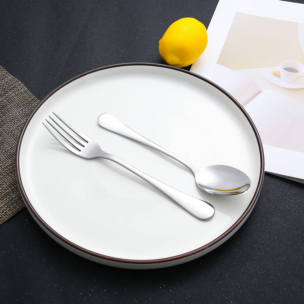 Set of 12, Stainless Steel Dinner Forks and Spoons Silverware Set, Heavy-Duty Dinner Forks (8 Inch) and Spoons(6.7 Inch) Cutlery Set, Dishwasher Safe (Silver)