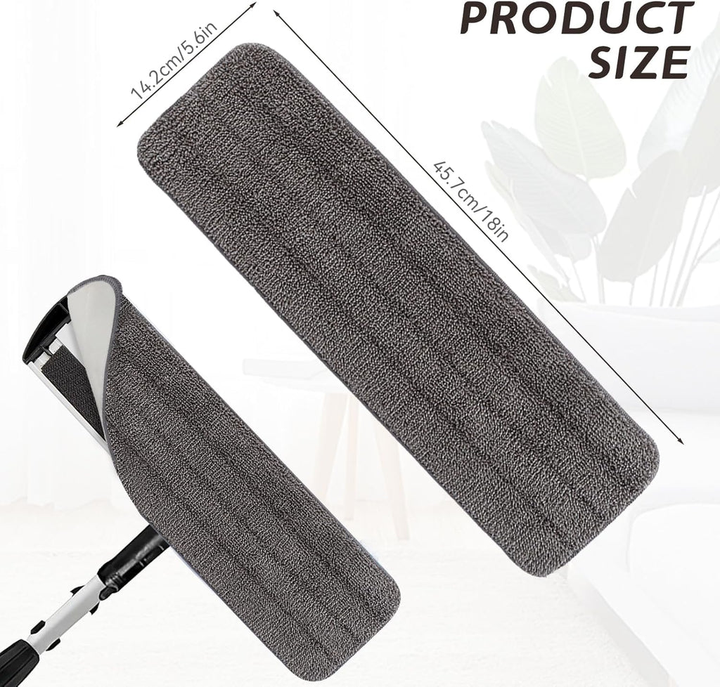 Replacement Mop Pads Fit for Rubbermaid Commercial 18" and 17" Mops - 10 Pack Wet & Dry Commercial Cleaning Reusable Refills Fit for Any Microfiber Flat Mop System 18" and 17" - Gray