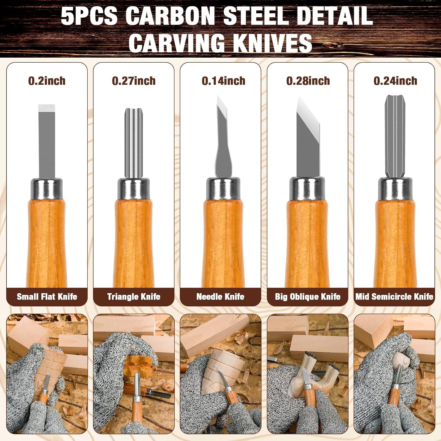 Wood Carving Kit, 23pcs Wood Carving Tool with 4PCS Wood Carving Knives & 5PCS Detail Knives 9 Basswood Blocks & Gloves & Roll Bag & Strop Block & Polishing Compound Whittling Kit Hobbies for Adults