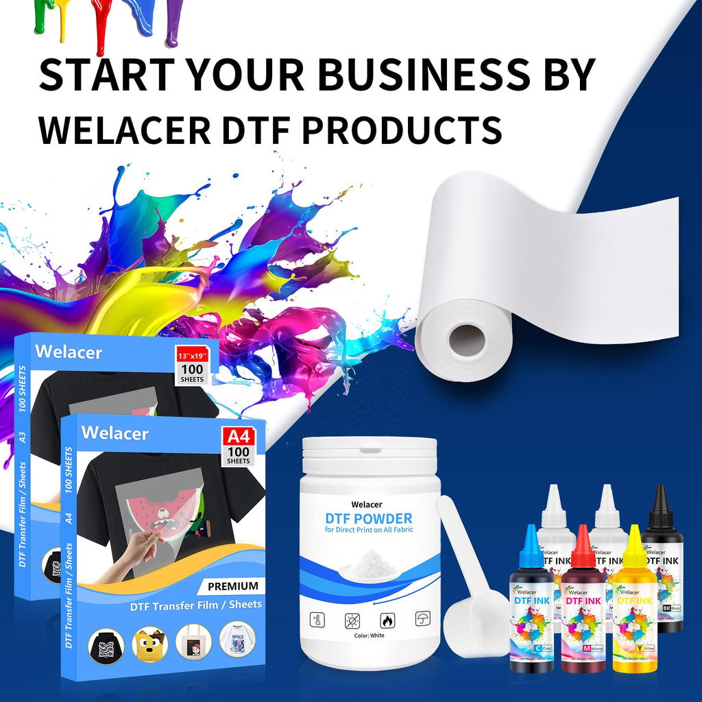 Welacer DTF Ink White 500ml - Premium Heat Transfer Ink Conversion Kit Refill for I3200, XP600, R1390,L1800, ET2800 ET8500 R2400, L800, 1430, P400, P800, XP-15000 All DTF Printers,for DTF Film